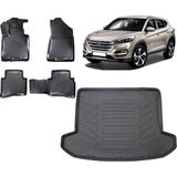 Team Car Hyundai Tucson 2017 Model 3D Bagaj Havuzu+3d Havuzlu Araca Özel Paspas Takımı - Siyah - Siyah