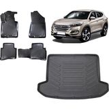 Team Car Hyundai Tucson 2020 Model 3D Bagaj Havuzu+3d Havuzlu Araca Özel Paspas Takımı - Siyah - Siyah