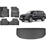 Team Car Kia Sorento 2022 (7 Koltuk) Model 3D Bagaj Havuzu+3d Havuzlu Araca Özel Paspas Takımı - Siyah - Siyah
