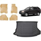Team Car Kia Sportage 2009 Model 3D Bagaj Havuzu+3d Araca Özel Bej Havuzlu Paspas Takımı - Siyah - Bej