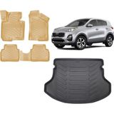 Team Car Kia Sportage 2013 Model 3D Bagaj Havuzu+3d Araca Özel Bej Havuzlu Paspas Takımı - Siyah - Bej