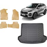 Team Car Kia Sportage 2017 Model 3D Bagaj Havuzu+3d Araca Özel Bej Havuzlu Paspas Takımı - Siyah - Bej