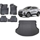 Team Car Kia Sportage R 2014 Model 3D Bagaj Havuzu+3d Havuzlu Araca Özel Paspas Takımı - Siyah - Siyah