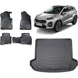 Team Car Kia Sportage R 2019 Model 3D Bagaj Havuzu+3d Havuzlu Araca Özel Paspas Takımı - Siyah - Siyah