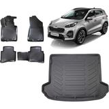 Team Car Kia Sportage R 2021 Model 3D Bagaj Havuzu+3d Havuzlu Araca Özel Paspas Takımı - Siyah - Siyah