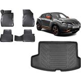 Team Car Nissan Juke 2020 Model Üst Kademe 3D Bagaj Havuzu+3d Havuzlu Araca Özel Paspas Takımı - Siyah - Siyah