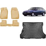 Team Car Opel Astra F Hatchback 1993 Model 3D Bagaj Havuzu+3d Araca Özel Bej Havuzlu Paspas Takımı - Siyah - Bej