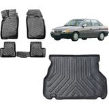 Team Car Opel Astra F Sedan 1997 Model 3D Bagaj Havuzu+3d Havuzlu Araca Özel Paspas Takımı - Siyah - Siyah