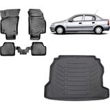 Team Car Opel Astra G Sedan 2002 Model 3D Bagaj Havuzu+3d Havuzlu Araca Özel Paspas Takımı - Siyah - Siyah