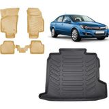Team Car Opel Astra H Sedan 2012 Model 3D Bagaj Havuzu+3d Araca Özel Bej Havuzlu Paspas Takımı - Siyah - Bej