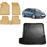 Team Car Opel Astra J Sedan 1,4 2020 Model 3D Bagaj Havuzu+3d Araca Özel Bej Havuzlu Paspas Takımı - Siyah - Bej