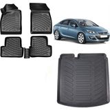 Team Car Opel Astra J Sedan 2013 Model 3D Bagaj Havuzu+3d Havuzlu Araca Özel Paspas Takımı - Siyah - Siyah