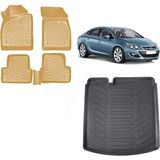 Team Car Opel Astra J Sedan 2014 Model 3D Bagaj Havuzu+3d Araca Özel Bej Havuzlu Paspas Takımı - Siyah - Bej