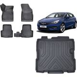 Team Car Opel Astra K 2020 Model Stepnesiz Tamir Kitli 3D Bagaj Havuzu+3d Havuzlu Araca Özel Paspas Takımı - Siyah - Siyah