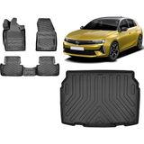 Team Car Opel Astra L 2023 Model 3D Alt Bagaj Havuzu+3d Havuzlu Araca Özel Paspas Takımı - Siyah - Siyah
