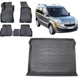 Team Car Opel Combo 2014 Model 3D Bagaj Havuzu+3d Havuzlu Araca Özel Paspas Takımı - Siyah - Siyah