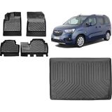 Team Car Opel Combo 2019 Model 3D Bagaj Havuzu+3d Havuzlu Araca Özel Paspas Takımı - Siyah - Siyah