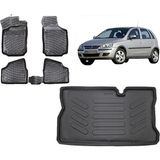Team Car Opel Corsa C 2001 Model 3D Bagaj Havuzu+3d Havuzlu Araca Özel Paspas Takımı - Siyah - Siyah