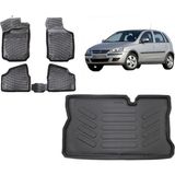 Team Car Opel Corsa C 2002 Model 3D Bagaj Havuzu+3d Havuzlu Araca Özel Paspas Takımı - Siyah - Siyah
