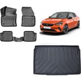 Team Car Opel Corsa Elektrikli 2023 Model 3D Bagaj Havuzu+3d Havuzlu Araca Özel Paspas Takımı - Siyah - Siyah