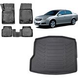 Team Car Opel Vectra C 2007 Model 3D Bagaj Havuzu+3d Havuzlu Araca Özel Paspas Takımı - Siyah - Siyah