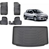 Team Car Peugeot 206 Hatchback 2012 Model 3D Bagaj Havuzu+3d Havuzlu Araca Özel Paspas Takımı - Siyah - Siyah