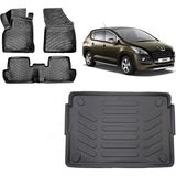 Team Car Peugeot 3008 2013 Model 3D Bagaj Havuzu+3d Havuzlu Araca Özel Paspas Takımı - Siyah - Siyah