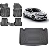 Team Car Renault Clio 4 2013 Model 3D Bagaj Havuzu+3d Havuzlu Araca Özel Paspas Takımı - Siyah - Siyah