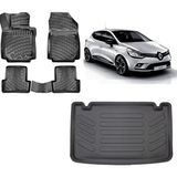 Team Car Renault Clio 4 2019 Model 3D Bagaj Havuzu+3d Havuzlu Araca Özel Paspas Takımı - Siyah - Siyah