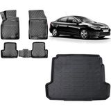 Team Car Renault Fluence 2016 Model 3D Bagaj Havuzu+3d Havuzlu Araca Özel Paspas Takımı - Siyah - Siyah