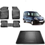 Team Car Renault Kangoo Combi 2001 Model 3D Bagaj Havuzu+3d Havuzlu Araca Özel Paspas Takımı - Siyah - Siyah