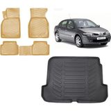 Team Car Renault Megane 2 Sedan 2009 Model 3D Bagaj Havuzu+3d Araca Özel Bej Havuzlu Paspas Takımı - Siyah - Bej