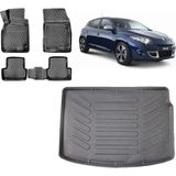 Team Car Renault Megane 3 Hatchback 2009 Model 3D Bagaj Havuzu+3d Havuzlu Araca Özel Paspas Takımı - Siyah - Siyah