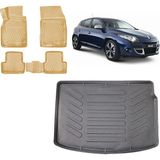 Team Car Renault Megane 3 Hatchback 2014 Model 3D Bagaj Havuzu+3d Araca Özel Bej Havuzlu Paspas Takımı - Siyah - Bej