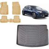 Team Car Renault Megane 3 Hatchback 2016 Model 3D Bagaj Havuzu+3d Araca Özel Bej Havuzlu Paspas Takımı - Siyah - Bej