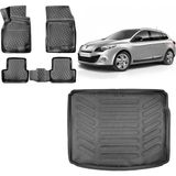 Team Car Renault Megane 3 Sporttourer 2009 Model 3D Bagaj Havuzu+3d Havuzlu Araca Özel Paspas Takımı - Siyah - Siyah