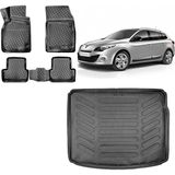 Team Car Renault Megane 3 Sporttourer 2015 Model 3D Bagaj Havuzu+3d Havuzlu Araca Özel Paspas Takımı - Siyah - Siyah