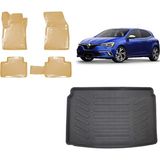 Team Car Renault Megane 4 Hatchback 2022 Model 3D Bagaj Havuzu+3d Araca Özel Bej Havuzlu Paspas Takımı - Siyah - Bej