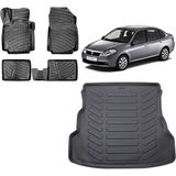 Team Car Renault Symbol 2008 Model 3D Bagaj Havuzu+3d Havuzlu Araca Özel Paspas Takımı - Siyah - Siyah