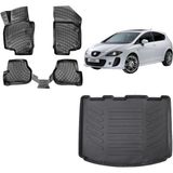 Team Car Seat Leon 2008 Model 3D Bagaj Havuzu+3d Havuzlu Araca Özel Paspas Takımı - Siyah - Siyah