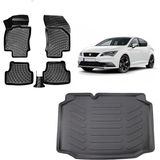 Team Car Seat Leon 2019 Model 3D Bagaj Havuzu+3d Havuzlu Araca Özel Paspas Takımı - Siyah - Siyah