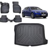 Team Car Seat Leon 2022 Model 3D Bagaj Havuzu+3d Havuzlu Araca Özel Paspas Takımı - Siyah - Siyah