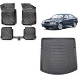 Team Car Skoda Octavia 1997 Model 3D Bagaj Havuzu+3d Havuzlu Araca Özel Paspas Takımı - Siyah - Siyah