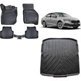 Team Car Skoda Octavia 2023 Model 3D Bagaj Havuzu+3d Havuzlu Araca Özel Paspas Takımı - Siyah - Siyah