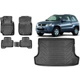 Team Car Suzuki Vitara 2012 Model 5 Kapı 3D Bagaj Havuzu+3d Havuzlu Araca Özel Paspas Takımı - Siyah - Siyah