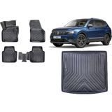 Team Car Tiguan All Space 7 Koltuk 2016 Sonrası Bagaj Havuzu+3d Havuzlu Araca Özel Paspas Takımı - Siyah - Siyah
