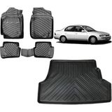 Team Car Toyota Corolla 1996 Model 3D Bagaj Havuzu+3d Havuzlu Araca Özel Paspas Takımı - Siyah - Siyah
