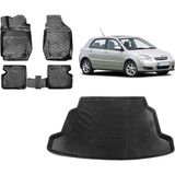Team Car Toyota Corolla 2006 Model Hatchback 3D Bagaj Havuzu+3d Havuzlu Araca Özel Paspas Takımı - Siyah - Siyah