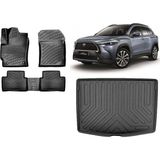 Team Car Toyota Corolla Cross 2023 Model 3D Bagaj Havuzu+3d Havuzlu Araca Özel Paspas Takımı - Siyah - Siyah
