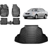 Team Car Toyota Corolla Sedan 2002 Model 3D Bagaj Havuzu+3d Havuzlu Araca Özel Paspas Takımı - Siyah - Siyah
